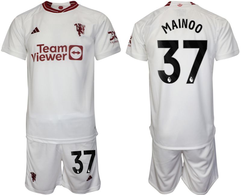 Men 2023-2024 Club Manchester United away white #37 Soccer Jersey